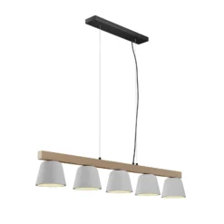 Lucande Hängelampe Kalinda, grau, Beton, 110,5 cm lang, E14