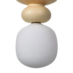 Lucande Hängeleuchte Fidelo, weiß/gelb, Glas, Keramik, 18 cm