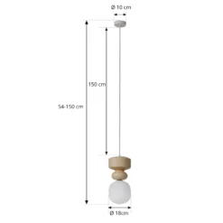 Lucande Hängeleuchte Fidelo, weiß/gelb, Glas, Keramik, 18 cm