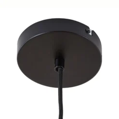 Lucande Hängeleuchte Leivar, Ø 35 cm, Holz/schwarz, E27
