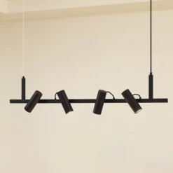 Lucande Hängeleuchte Lysias, schwarz, Metall, Länge 120cm