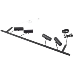 Lucande Hängeleuchte Lysias, schwarz, Metall, Länge 120cm