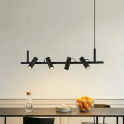 Lucande Hängeleuchte Lysias, schwarz, Metall, Länge 120cm