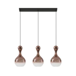 Lucande Hängleuchte Lyrisa, 3-flg., kupferfarben, Glas, 22cm