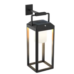 Lucande 2-in-1 LED-Solarleuchte Tilena, schwarz, eckig, Alu