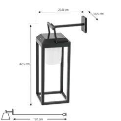 Lucande 2-in-1 LED-Solarleuchte Tilena, schwarz, eckig, Alu