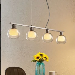 Lucande Kaiya Hängeleuchte, Glas, vierflammig