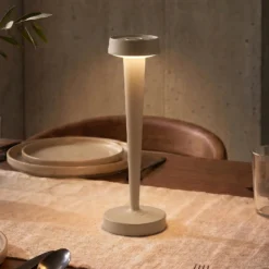 Lucande LED-Akku-Kerzenständer Lea, Vase, beige, 28 cm