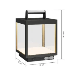 Lucande LED-Akkutischleuchte Cube, Alu, IP54, dimmbar