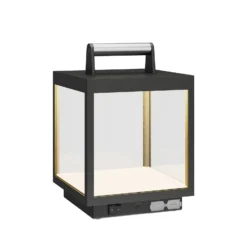 Lucande LED-Akkutischleuchte Cube, Alu, IP54, dimmbar