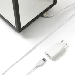 Lucande LED-Akkutischleuchte Cube, Alu, IP54, dimmbar