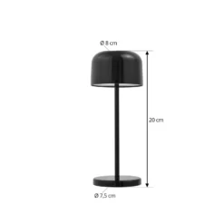 Lucande LED-Akku-Tischleuchte Quill, schwarz, CCT, dimmbar