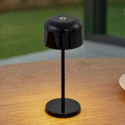 Lucande LED-Akku-Tischleuchte Quill, schwarz, CCT, dimmbar
