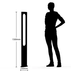 Lucande LED-Außenleuchte Dovino, 150 cm, dunkelgrau, IP65