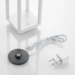 Lucande LED-Außenleuchte Mirina, weiß, Akku, Touchdimmer