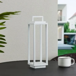 Lucande LED-Außenleuchte Mirina, weiß, Akku, Touchdimmer