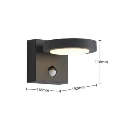 Lucande LED-Außenwandlampe Belna, Metall, Sensor, IP54
