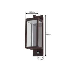 Lucande LED-Außenwandlampe Ferdinand, rost, Sensor, IP54