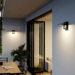 Lucande LED-Außenwandlampe Silvan, anthrazit, Sensor, IP54