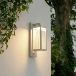 Lucande LED-Außenwandleuchte Ferdinand, steingrau, Sensor