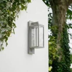 Lucande LED-Außenwandleuchte Ferdinand, steingrau, Sensor