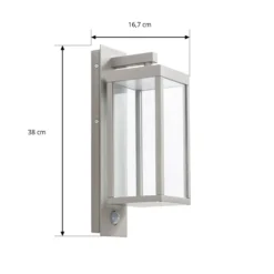 Lucande LED-Außenwandleuchte Ferdinand, steingrau, Sensor