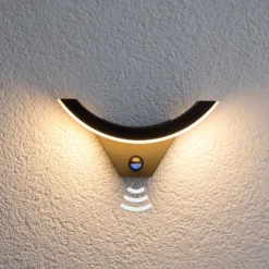 Lucande LED-Außenwandleuchte Half, Sensor, anthrazit, IP54