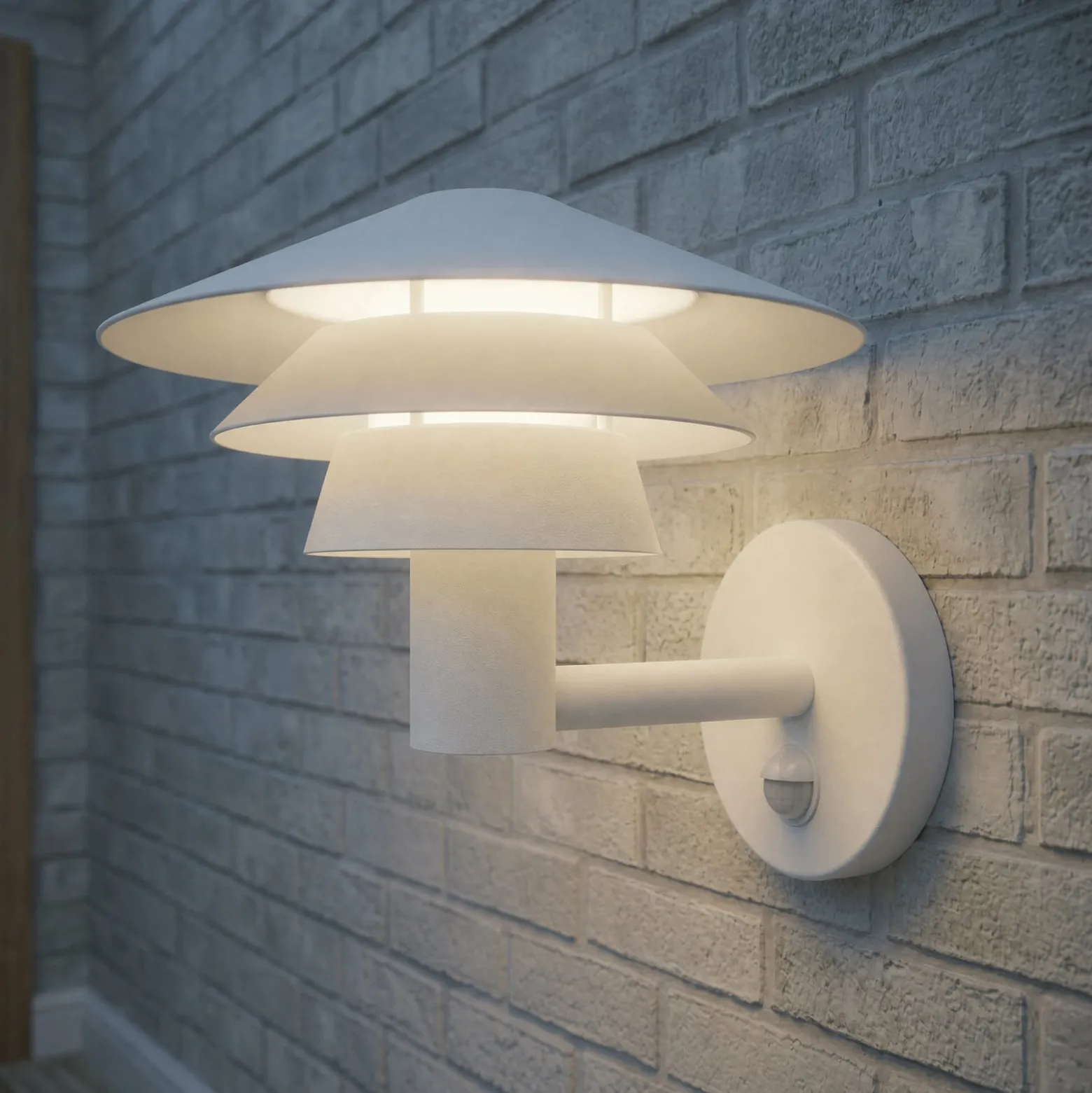 Lucande LED-Außenwandleuchte Montaro, weiß, IP54, Sensor