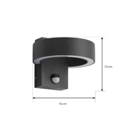 Lucande LED-Außenwandleuchte Nirella, schwarz, CCT, Sensor