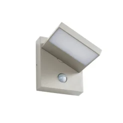 Lucande LED-Außenwandleuchte Silvan, steingrau, Sensor, IP54