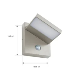 Lucande LED-Außenwandleuchte Silvan, steingrau, Sensor, IP54