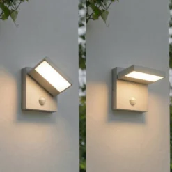 Lucande LED-Außenwandleuchte Silvan, steingrau, Sensor, IP54