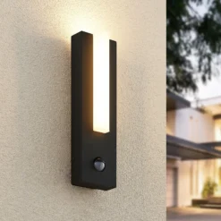 Lucande LED-Außenwandleuchte Virgalia, Bewegungsmelder, IP54