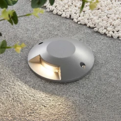 Lucande LED-Bodenstrahler Jeffrey, silber, 1 Lichtaustritt