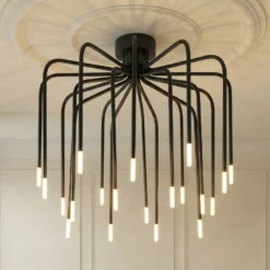 Lucande LED-Deckenlampe Ariadne, Ø57cm, schwarz matt, 20-flg