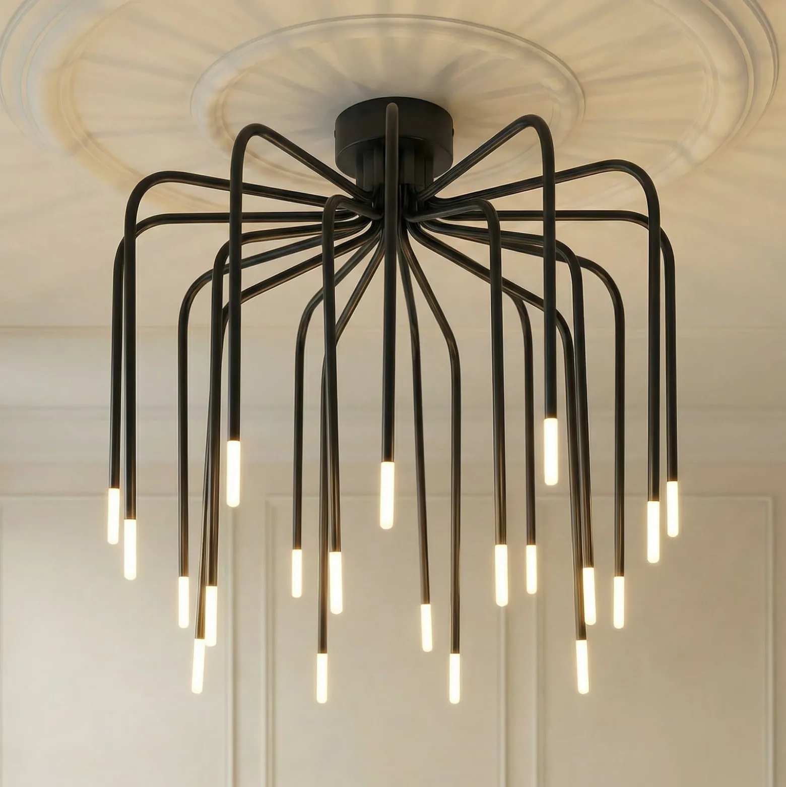 Lucande LED-Deckenlampe Ariadne, Ø57cm, schwarz matt, 20-flg