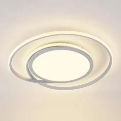 Lucande LED-Deckenlampe Noud, 65 cm, silber, Metall, CCT