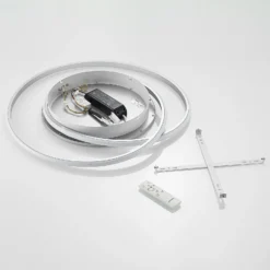 Lucande LED-Deckenlampe Noud, 65 cm, silber, Metall, CCT