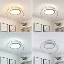 Lucande LED-Deckenlampe Noud, 65 cm, silber, Metall, CCT