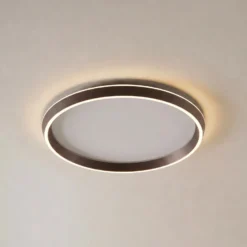 Lucande LED-Deckenlampe Rylan, braun, Ø 62 cm, dimmbar, CCT