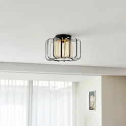 Lucande LED-Deckenleuchte Birger, Ø 39,5cm, schwarz/gold