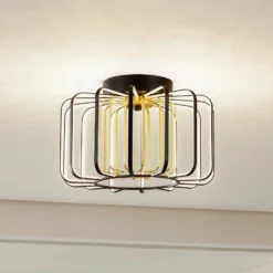 Lucande LED-Deckenleuchte Birger, Ø 39,5cm, schwarz/gold