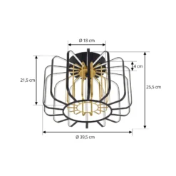 Lucande LED-Deckenleuchte Birger, Ø 39,5cm, schwarz/gold