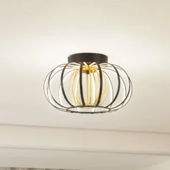 Lucande LED-Deckenleuchte Birger, Ø 39cm, schwarz/gold