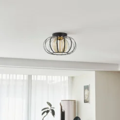 Lucande LED-Deckenleuchte Birger, Ø 39cm, schwarz/gold