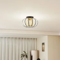 Lucande LED-Deckenleuchte Birger, Ø 39cm, schwarz/gold
