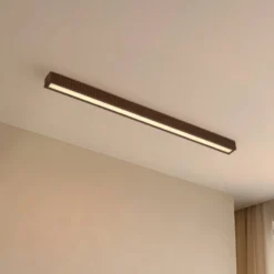 Lucande LED-Deckenleuchte Emara, holz dunkel, Eiche, dimmbar