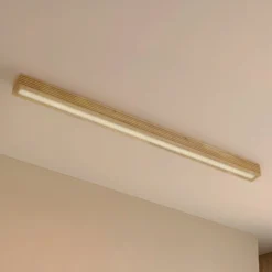 Lucande LED-Deckenleuchte Emara, holz hell, Eiche, dimmbar