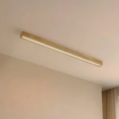 Lucande LED-Deckenleuchte Emara, holz hell, Eiche, dimmbar