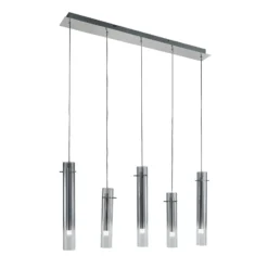 Lucande LED-Deckenleuchte Korvitha, 5-flammig, grau, Glas